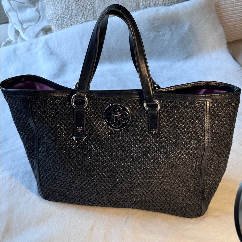 Brighton My Flat in London made by Brighton Black Straw with Leather Tote Bag